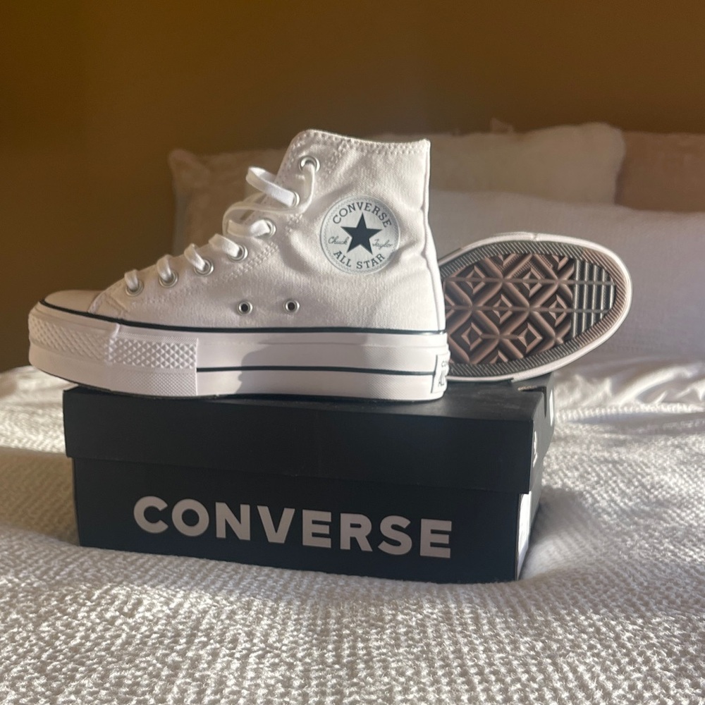 Converse All Star White Canvas High-Tops - Picture 3 of 3